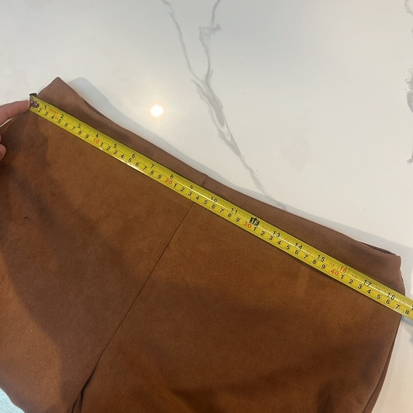 Faux Suede Pencil Dress Leggings Pants Pull On Size Large Chocolate Brown NYCC L - Picture 4 of 14